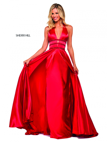 abito rosso con ricami sui fianchi gonna ampia sherri hill 2020.jpg